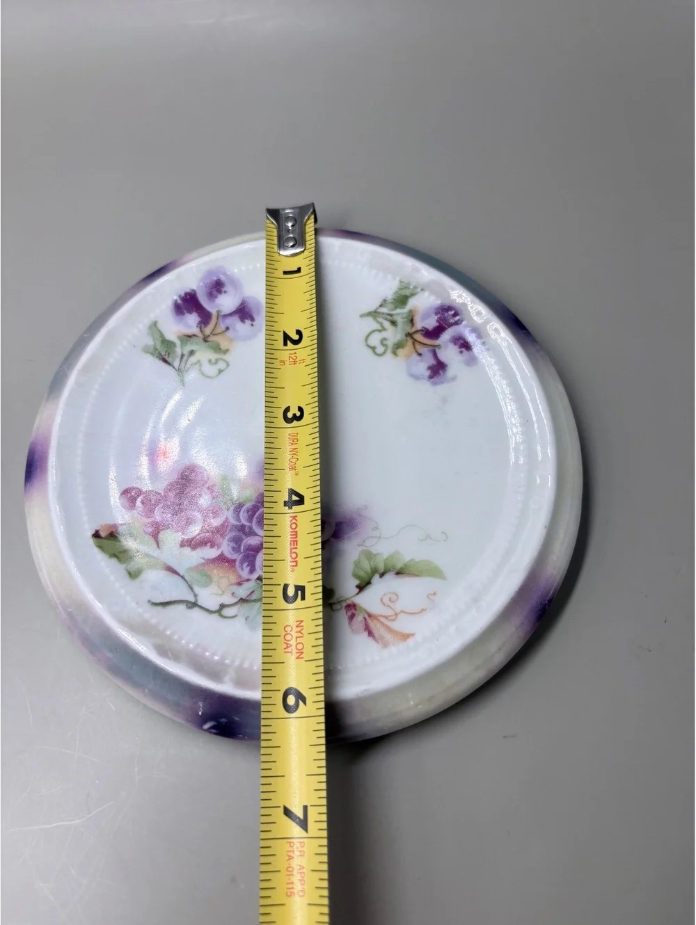Antique Three Crown Germany Hand Painted Porcelain Hot Plate Trivet Violets 6.5